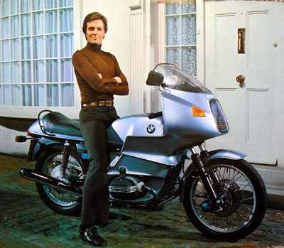 Ian Ogilvy and his BMW Motorcycle